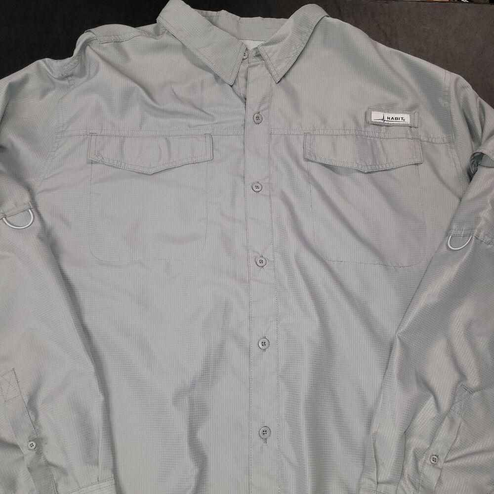 Habit Men's Fishing Shirt Gray Long Sleeve 3XL XXXL EUC